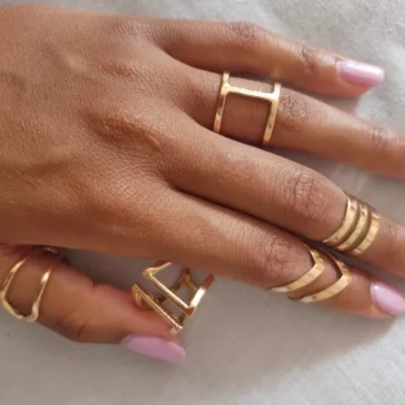!NEW 5 pc V-Shape Geometric Joint Midi Knuckle Ring Set - Picture 6 of 13